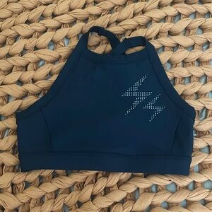 SoulCycle Lightning Bolt High Neck Black Sports Bra
